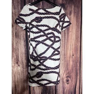 ANTHROPOLOGIE MAEVE DRESS NAUTICAL SZ 6 PREPPY SHORT PEACH BOW OPEN BACK SHIFT
